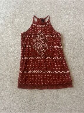 Forever 21 Rust Orange Dress with Cream Embroidery